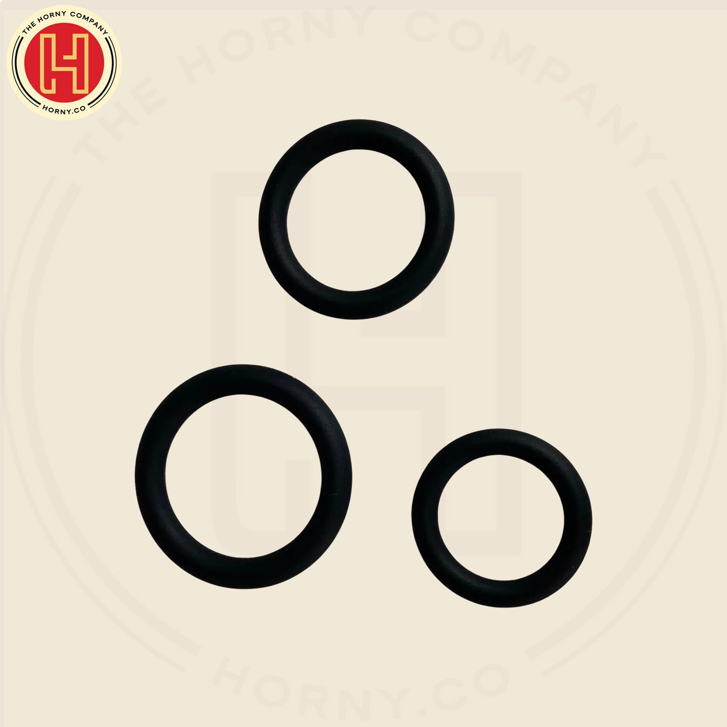 The Horny Company - John O Triple Silicone Cock Ring (Set of 3, Black)