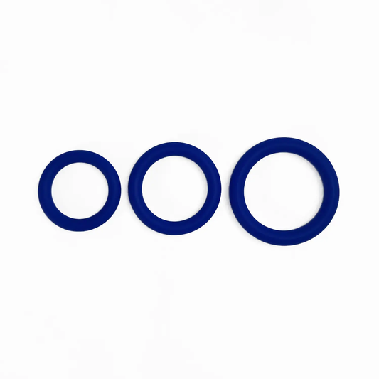 The Horny Company - John O Triple Silicone Cock Ring (Set of 3, Blue)