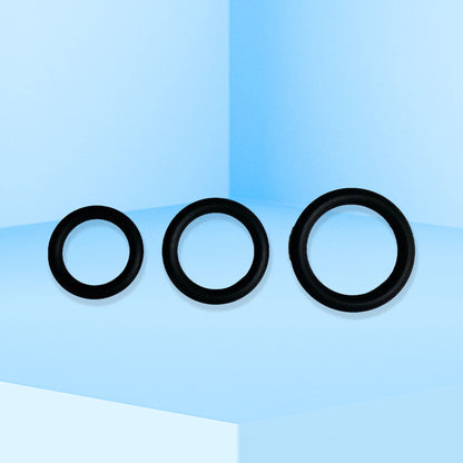 The Horny Company - John O Triple Silicone Cock Ring (Set of 3, Black)