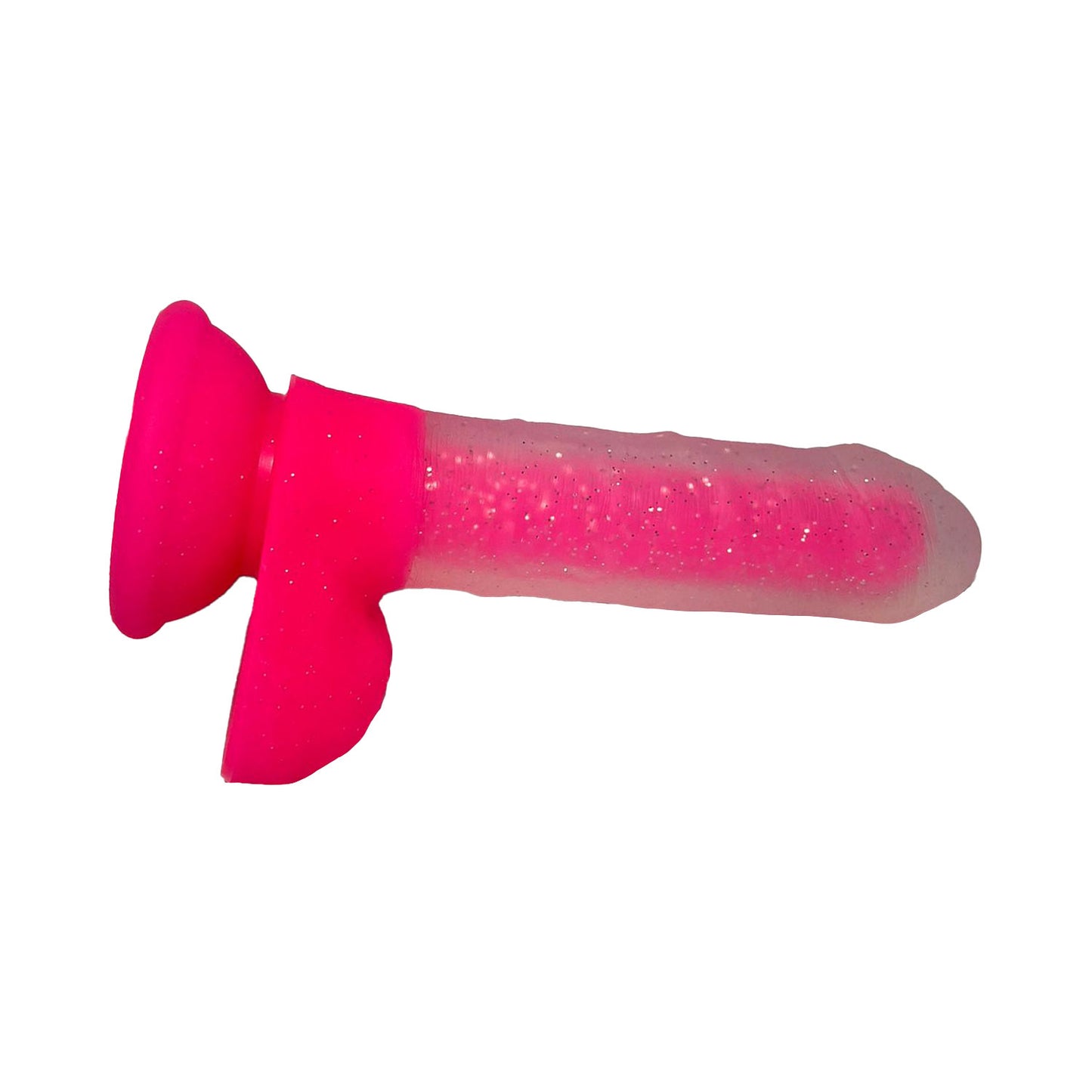 Unicorn Collections - 7 inches Glitter Pink Jelly Dildo Suction Cup with Balls
