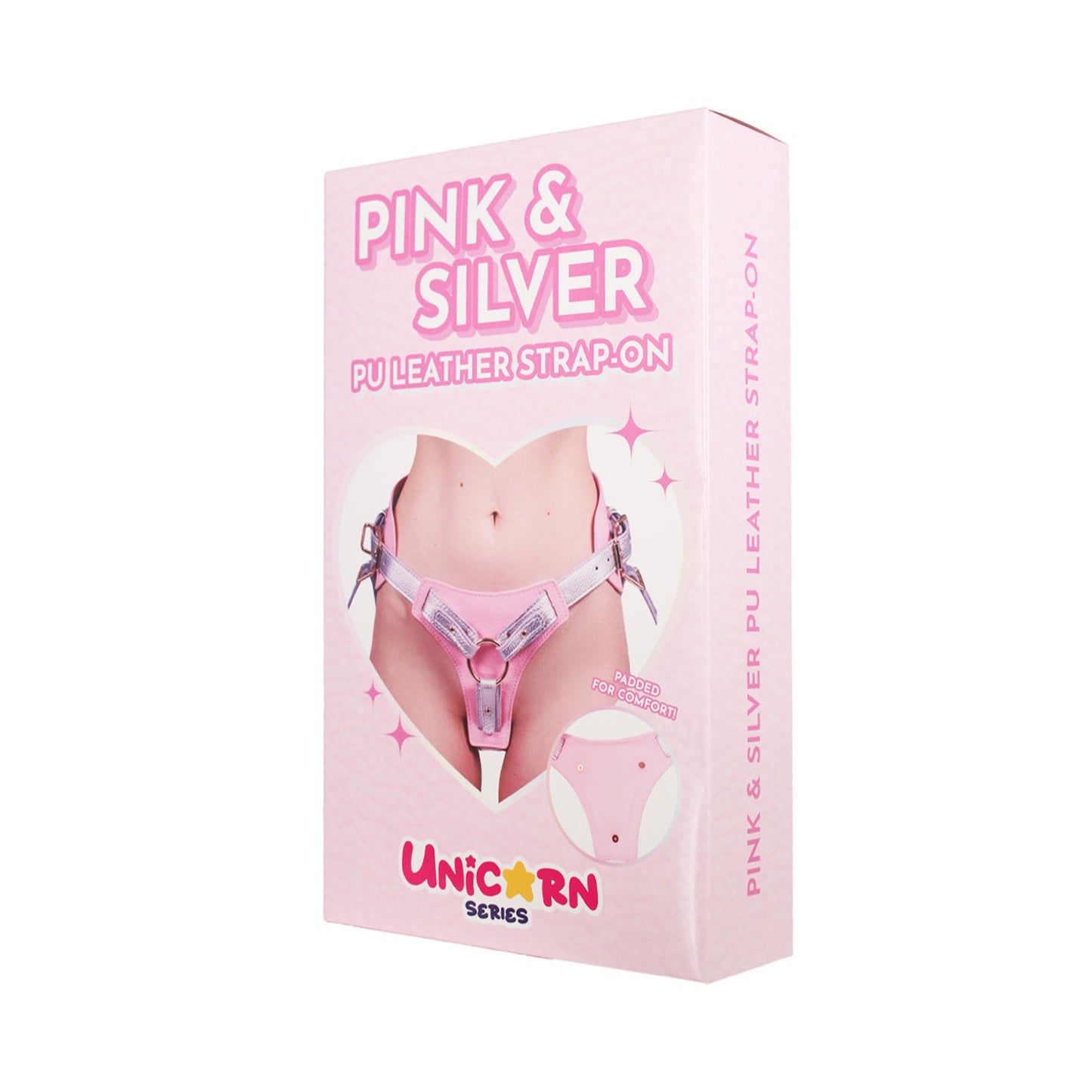 Unicorn Collections - Pink and Silver PU Leather Strap-On Harness