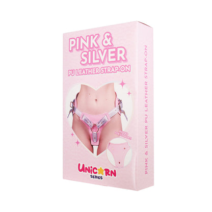 Unicorn Collections - Pink and Silver PU Leather Strap-On Harness