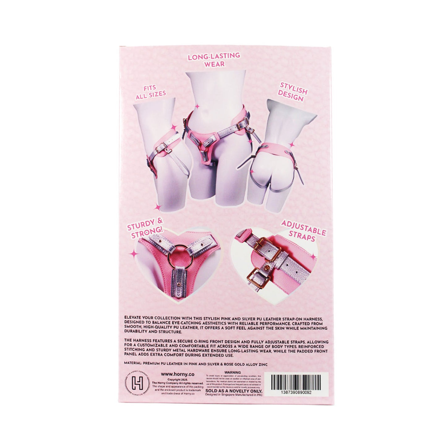 Unicorn Collections - Pink and Silver PU Leather Strap-On Harness