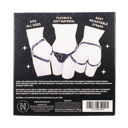 Unicorn Collections - Black and Rose Gold PU Leather Strap-On Harness