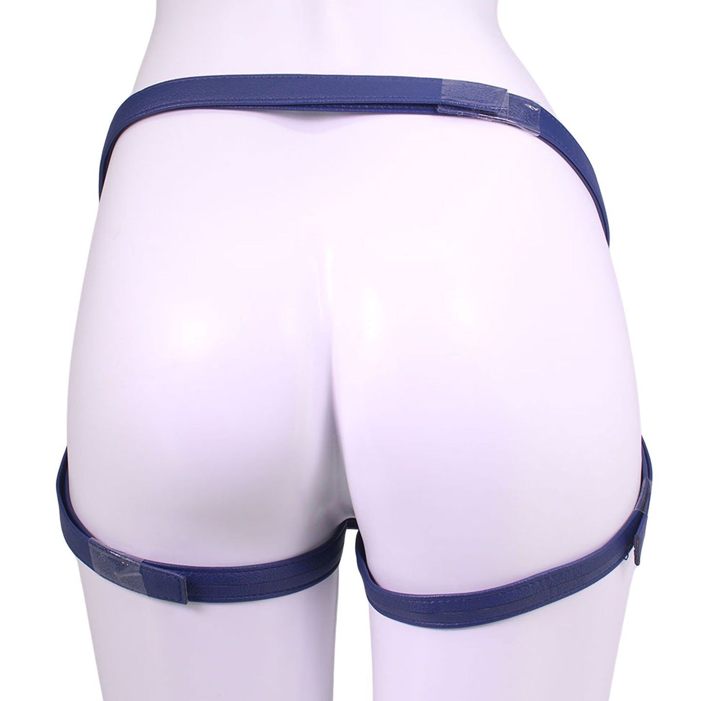 Unicorn Collections - Dark Blue and Light Gold PU Leather Strap-on Harness