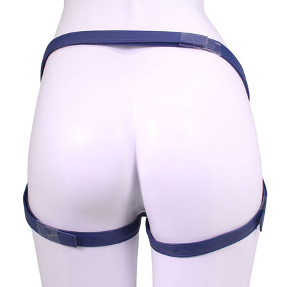 Unicorn Collections - Dark Blue and Light Gold PU Leather Strap-on Harness