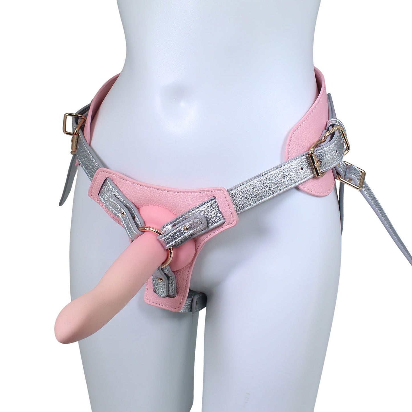 Unicorn Collections - Pink and Silver PU Leather Strap-On Harness