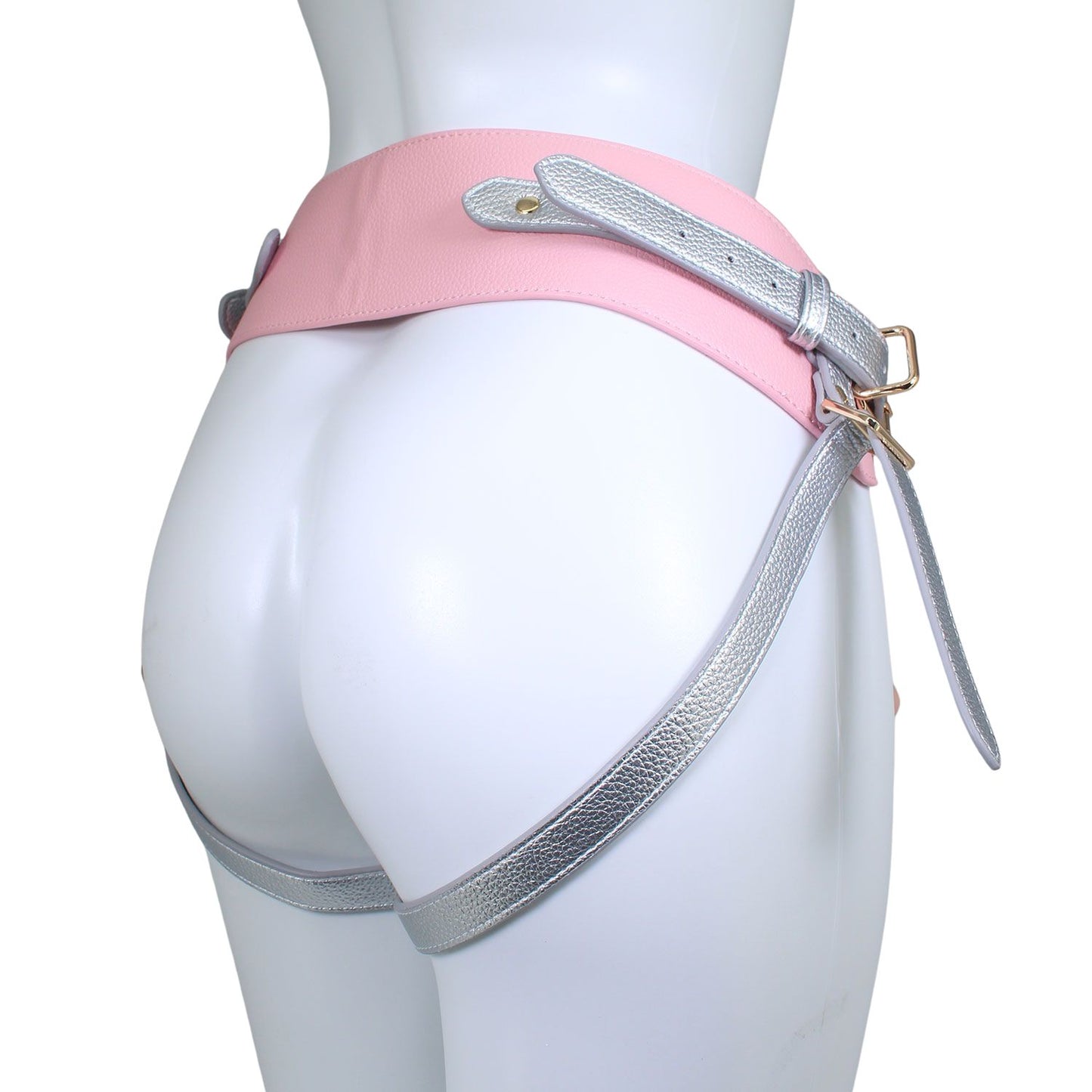 Unicorn Collections - Pink and Silver PU Leather Strap-On Harness