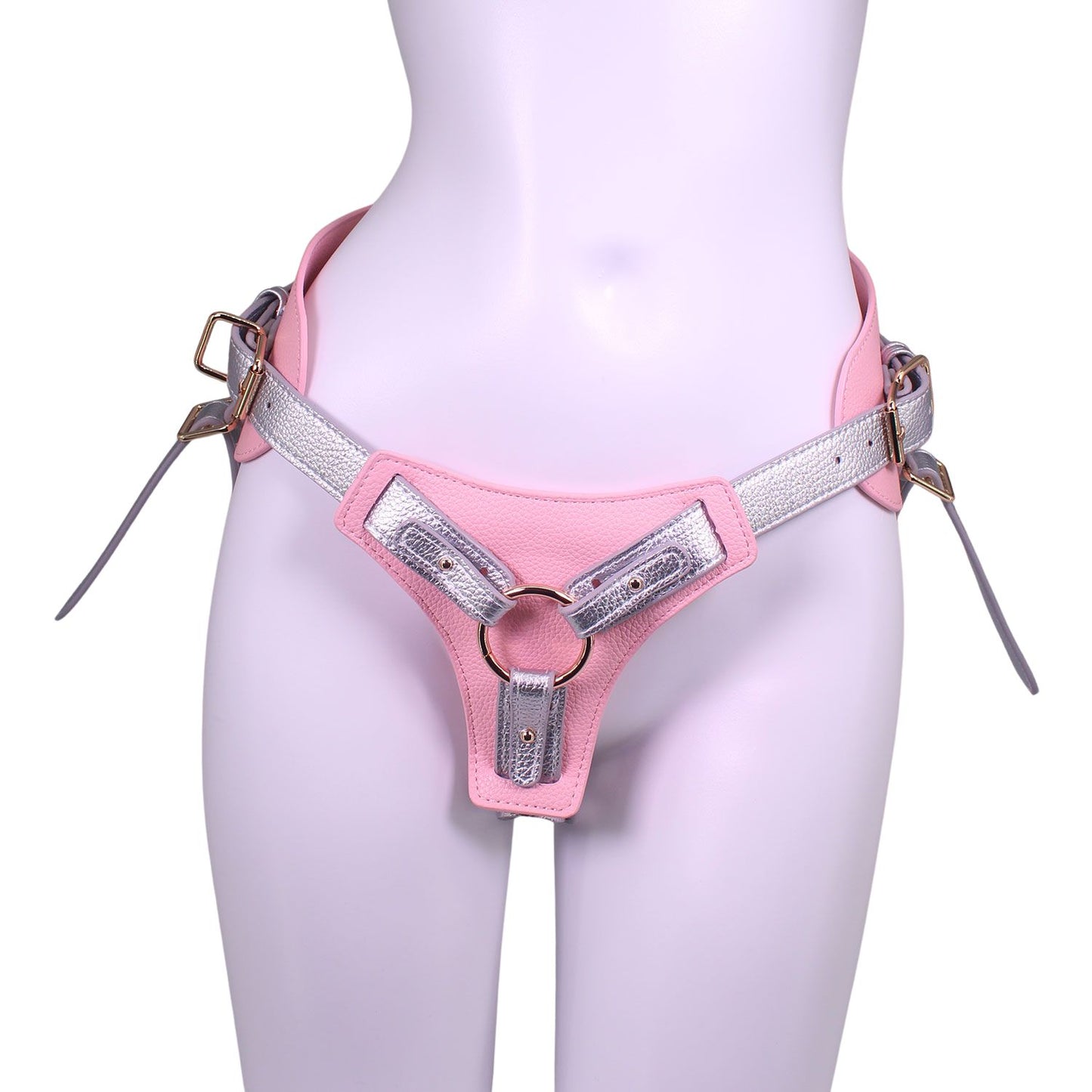 Unicorn Collections - Pink and Silver PU Leather Strap-On Harness