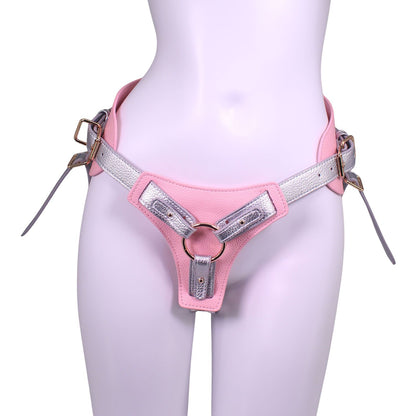 Unicorn Collections - Pink and Silver PU Leather Strap-On Harness