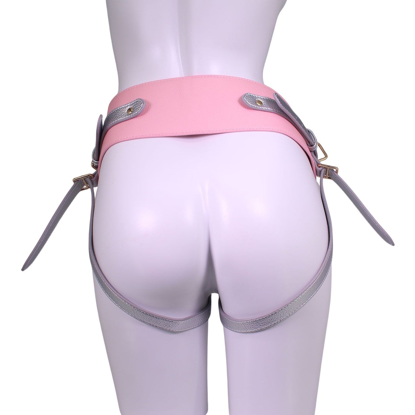 Unicorn Collections - Pink and Silver PU Leather Strap-On Harness