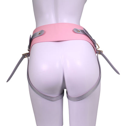 Unicorn Collections - Pink and Silver PU Leather Strap-On Harness