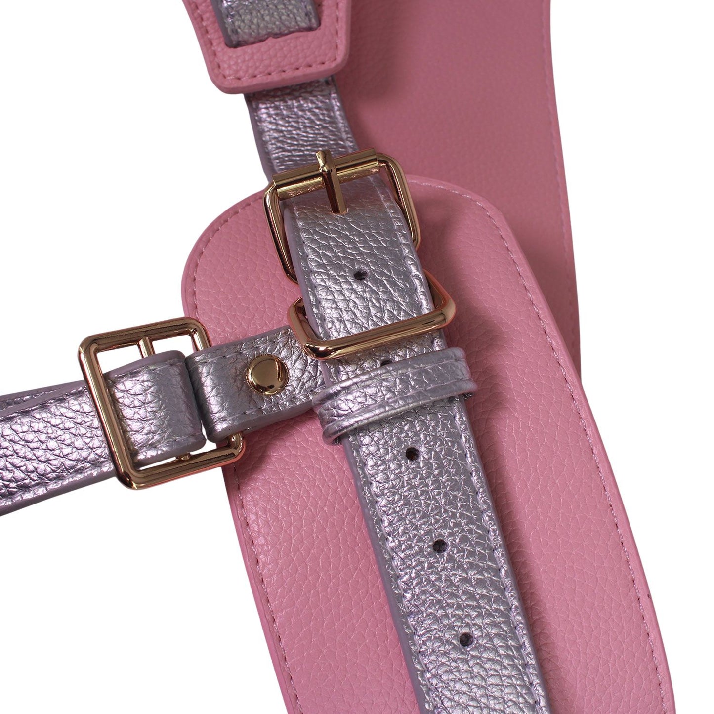 Unicorn Collections - Pink and Silver PU Leather Strap-On Harness