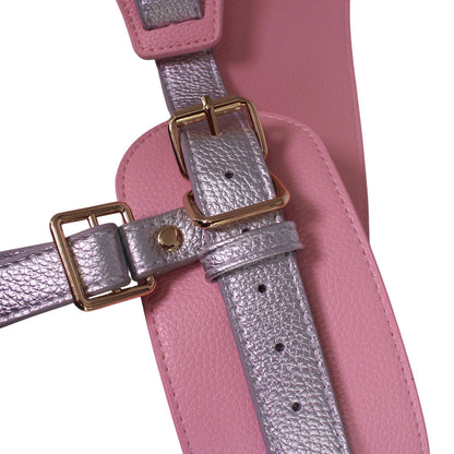 Unicorn Collections - Pink and Silver PU Leather Strap-On Harness