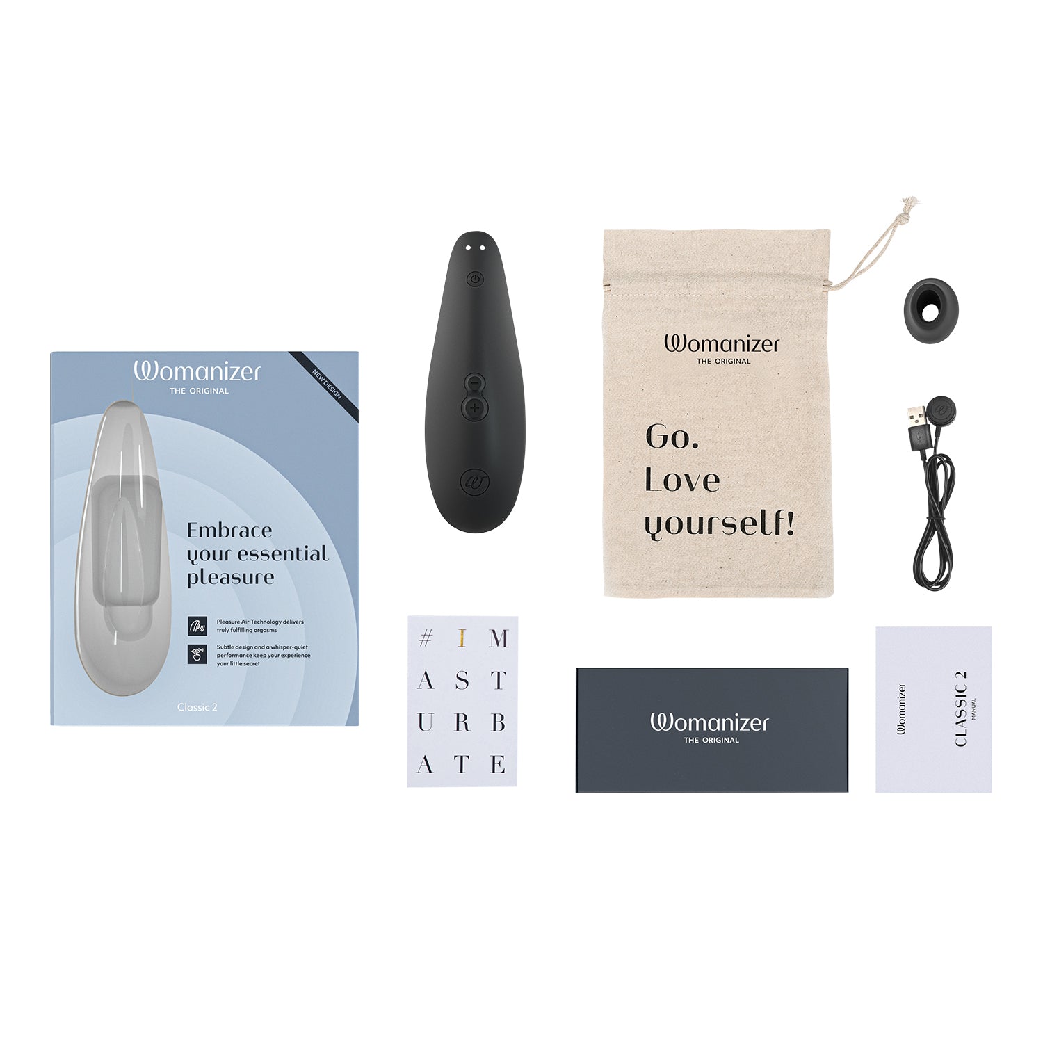 Womanizer - Classic 2 Silicone Rechargeable Clitoral Stimulator Black