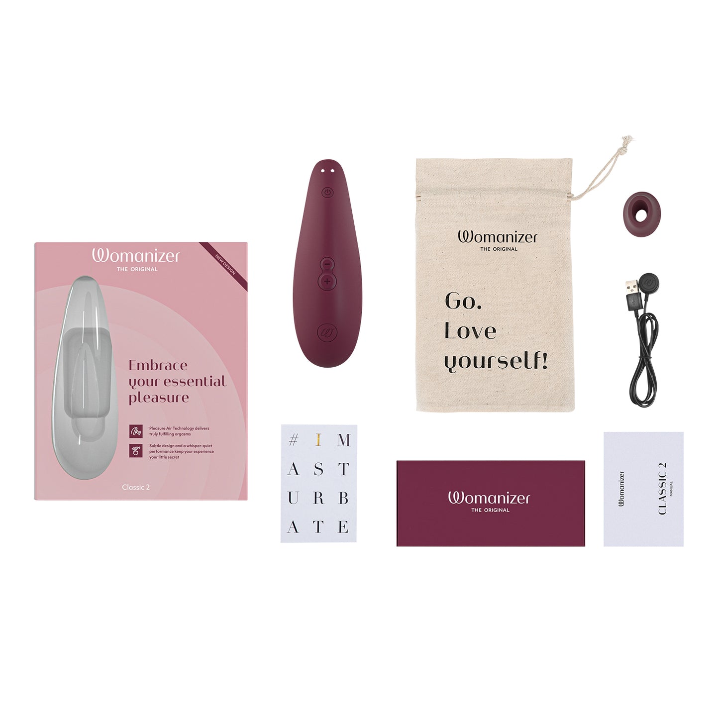 Womanizer - Classic 2 Silicone Rechargeable Clitoral Stimulator Bordeaux