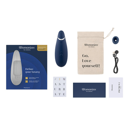 Womanizer - Premium 2 Silicone Rechargeable Clitoral Stimulator Blueberry