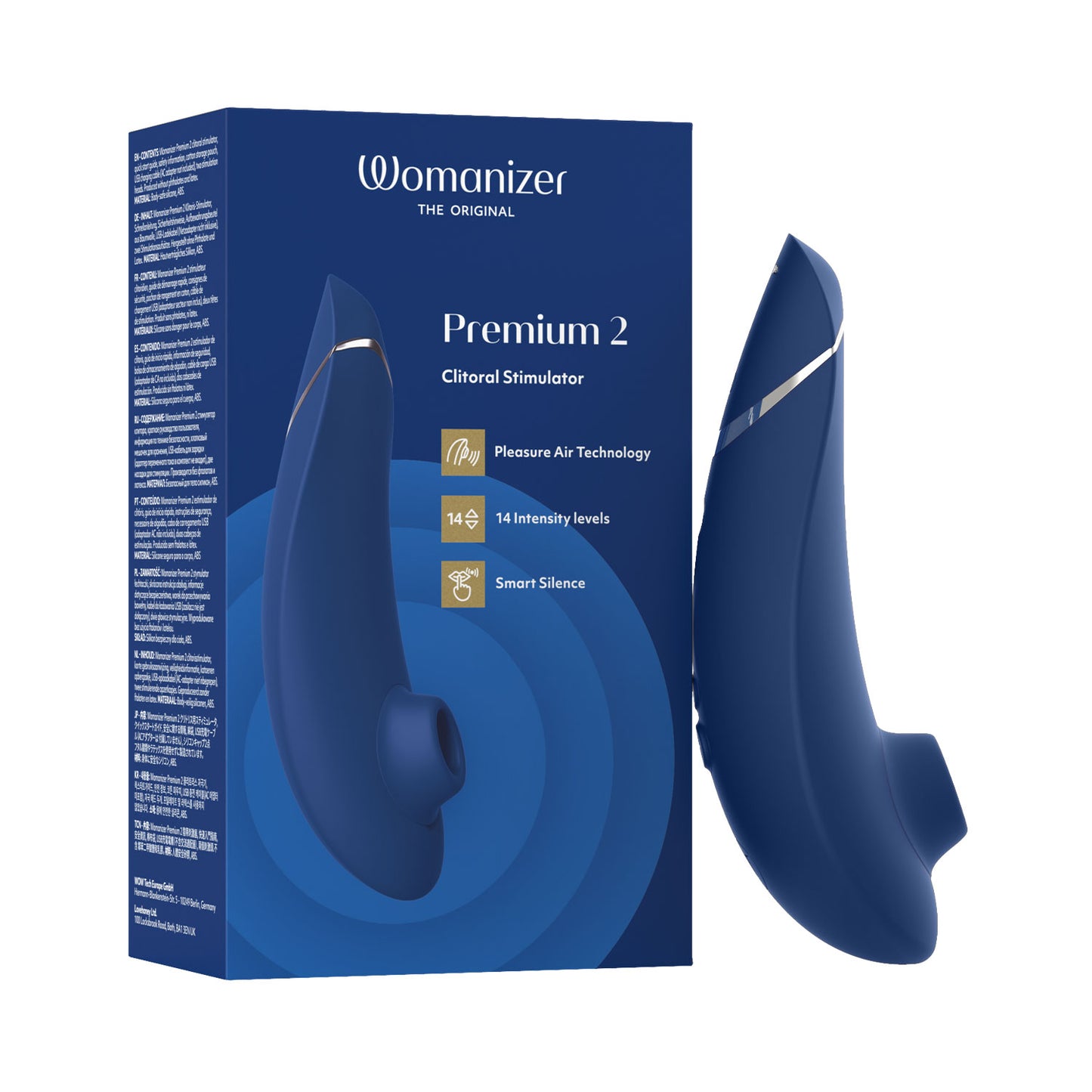 Womanizer - Premium 2 Silicone Rechargeable Clitoral Stimulator Blueberry