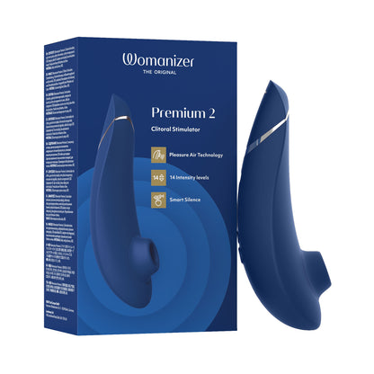 Womanizer - Premium 2 Silicone Rechargeable Clitoral Stimulator Blueberry
