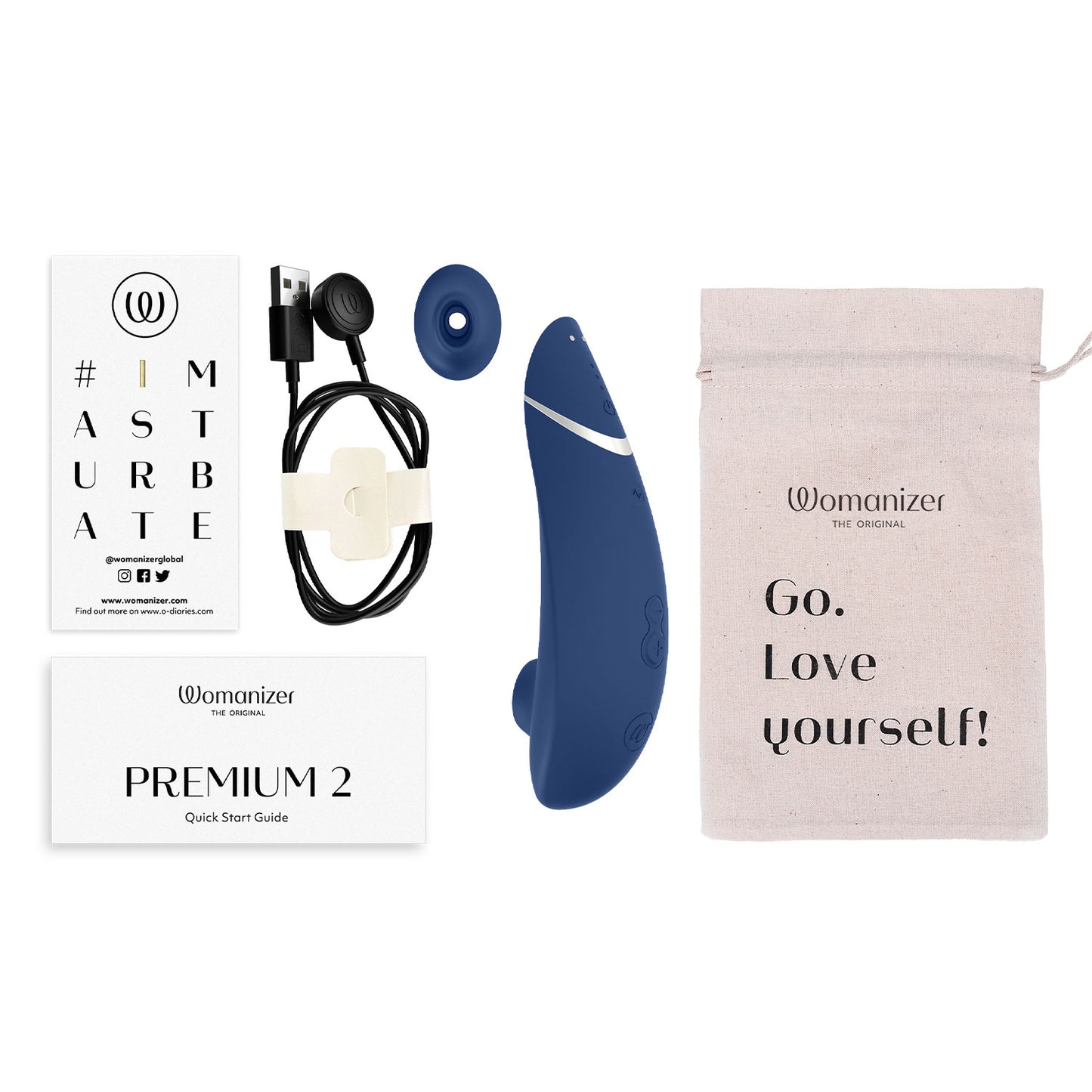 Womanizer - Premium 2 Silicone Rechargeable Clitoral Stimulator Blueberry