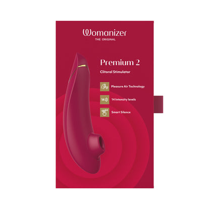 Womanizer - Premium 2 Silicone Rechargeable Clitoral Stimulator Bordeaux