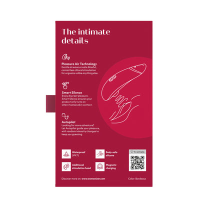 Womanizer - Premium 2 Silicone Rechargeable Clitoral Stimulator Bordeaux