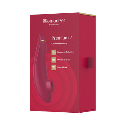 Womanizer - Premium 2 Silicone Rechargeable Clitoral Stimulator Bordeaux