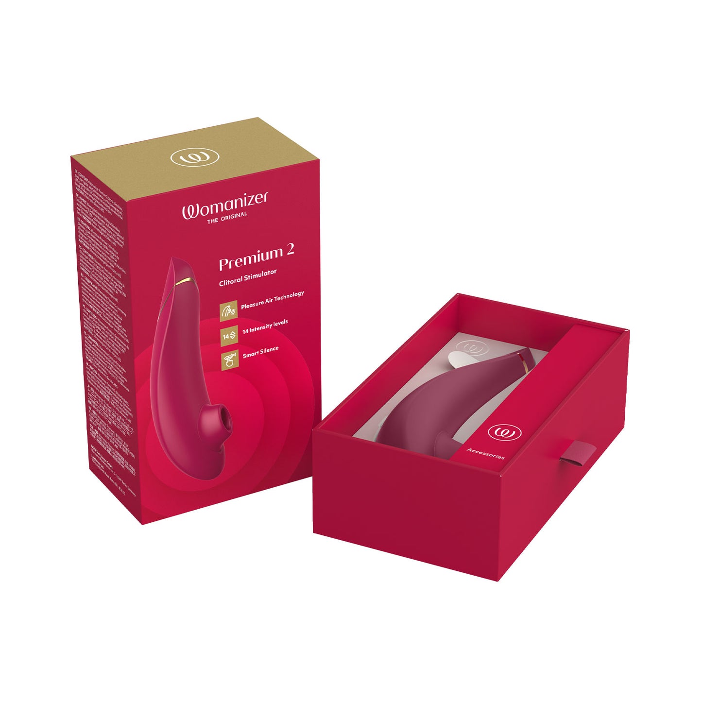 Womanizer - Premium 2 Silicone Rechargeable Clitoral Stimulator Bordeaux