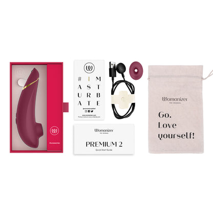 Womanizer - Premium 2 Silicone Rechargeable Clitoral Stimulator Bordeaux