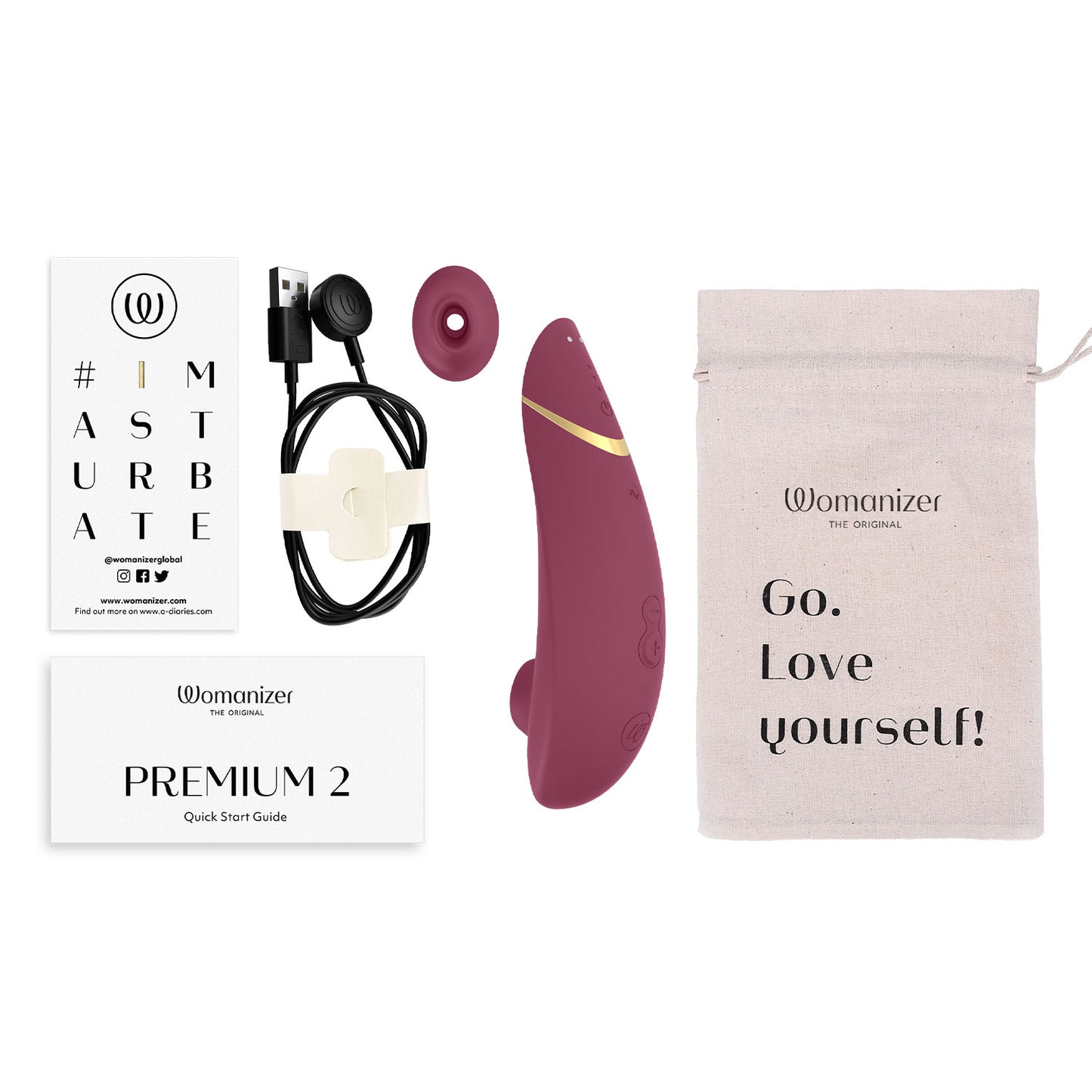 Womanizer - Premium 2 Silicone Rechargeable Clitoral Stimulator Bordeaux