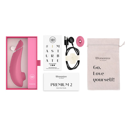Womanizer - Premium 2 Silicone Rechargeable Clitoral Stimulator Raspberry