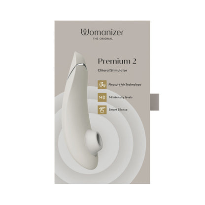 Womanizer - Premium 2 Silicone Rechargeable Clitoral Stimulator Warm Grey