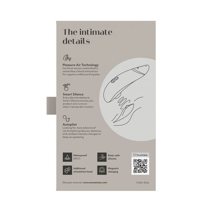 Womanizer - Premium 2 Silicone Rechargeable Clitoral Stimulator Warm Grey