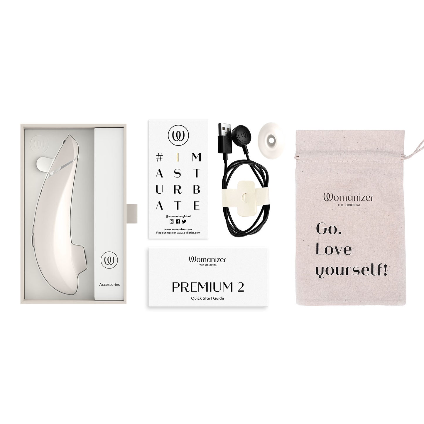 Womanizer - Premium 2 Silicone Rechargeable Clitoral Stimulator Warm Grey