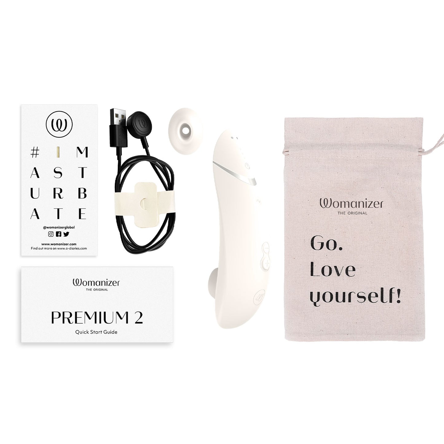 Womanizer - Premium 2 Silicone Rechargeable Clitoral Stimulator Warm Grey