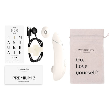 Womanizer - Premium 2 Silicone Rechargeable Clitoral Stimulator Warm Grey