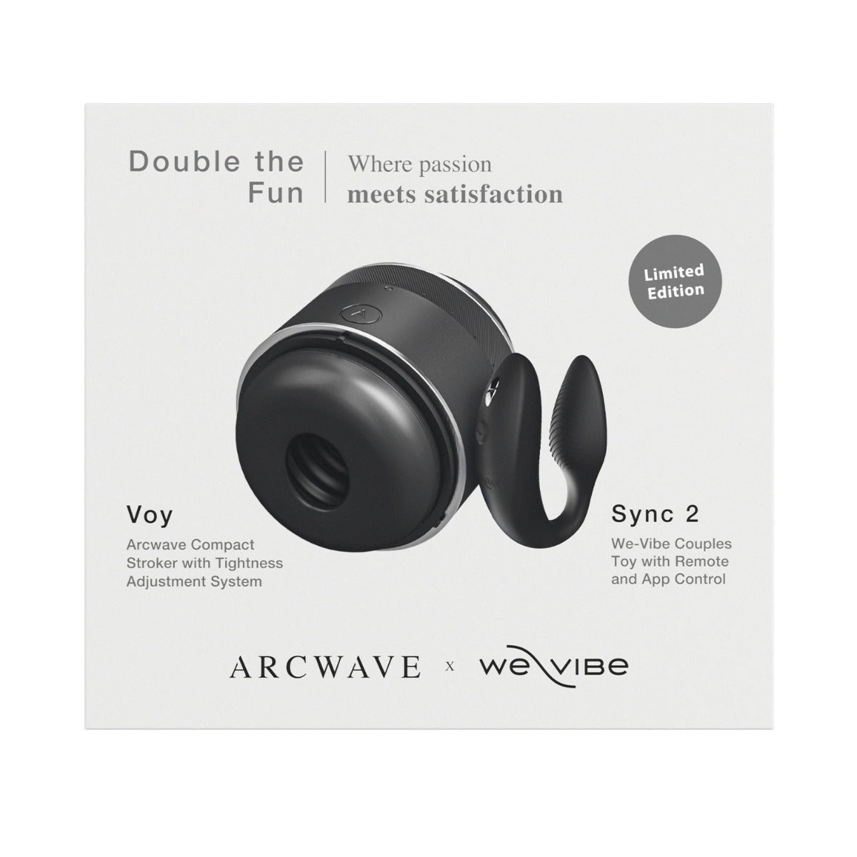 Arcwave x We-Vibe - Double the Fun Voy Manual Stroker and Sync 2 App-Controlled Vibrator